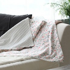 Ozmom 印花超細纖維多功能毯 3mm 花和鹿, 粉色