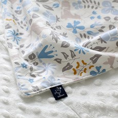 Ozmom 印花超細纖維多功能毯 3mm 花和鹿, 藍色