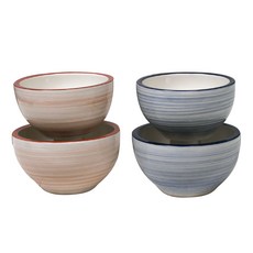 SOLECASA 丹麥手繪空氣處理套組, 藍色+橙色, 飯碗 2入+大碗 2入