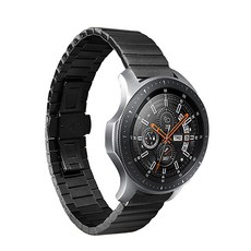 LAB.C Galaxy Watch 錶帶 不鏽鋼錶帶 直頭款 46mm 兼容 22mm, 黑色, 1個