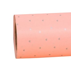 Helloningning 銀色愛心捲筒包裝紙 53cm x 20m, 粉紅色, 1個