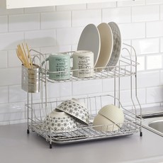 Pinecone 立式不鏽鋼雙層餐具瀝水架, 單色