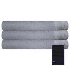 Songwol 松月 飯店專用素色浴巾 3入+搓澡巾 黑色, 灰色, 1組