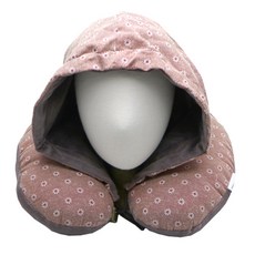 YOUNGART 花朵印花連帽頸枕, 粉色的