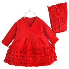 Mom's care 女童哥特式荷葉邊絎縫連衣裙