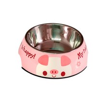 이코디 러브퍼피 스테인레스 반려동물 식기 L, 피그, 1개