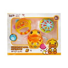 BANDI 小鴨造型手搖鈴玩具組 3入, 混色