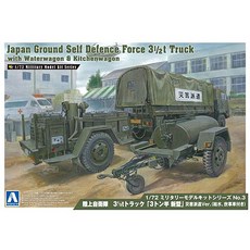 AOSHIMA 軍事 72-03 1:72 3.5 噸災難調度 VER。 AO02353 帶塑料模型卡車供水和烹飪車, 1個