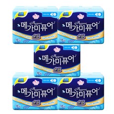 엘리스 메가미퓨어 슬림 오버나이트 생리대 날개형, 12개입, 5개