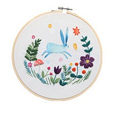 DIY 可愛的插圖織物十字繡刺繡套件, 1套, 跑兔子