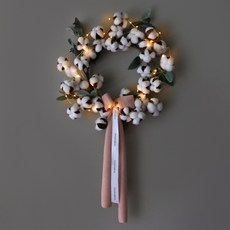 BLOOMING&ME 乾燥棉花球掛環+可拆式迷你燈串 30燈, 混色