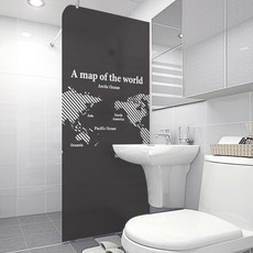 Design Supul 浴室窗戶霧面貼 黑色斜線世界地圖