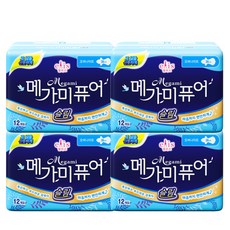 에리에르 엘리스 메가미퓨어 슬림 오버나이트 생리대, 12개입, 4개