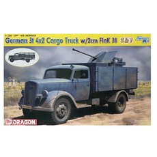 DRAGON 1/35 German 3t 4x2 Truck w/2cm FlaK 38 2 in 1 Smart Kit軍方砲彈卡車模型, 1個