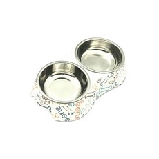 이코디 러브퍼피 스테인레스 반려동물 식기 2구 L, 아큐, 1개