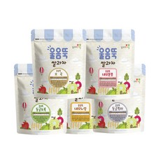 Ssalgwaja Maeul 米餅 5件組, 圓形款(蔬菜口味)+圓形款(黑米口味)+圓形款(五穀口味)+粉粟米餅+黃色米餅, 1組