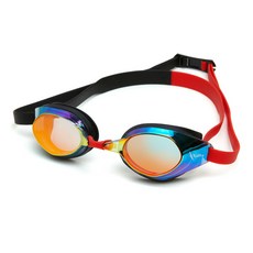 Rally 鏡面鏡片泳鏡 JRUE012MR, 黑色的