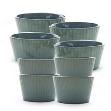 PRELUDE 線條印花餐碗組 8入, 翠綠色, 飯碗 4入+大碗 4入