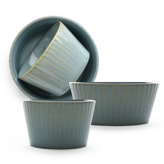 PRELUDE 陶瓷餐碗組 4入, 翠綠色, 飯碗 2入+大碗 2入