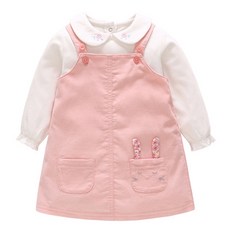 Vlinder 女孩睡兔口袋吊帶連衣裙套裝 Y013BCDF018