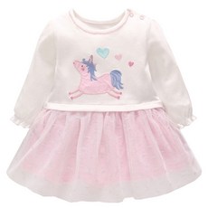 Vlinder 女童獨角獸雙扣連衣裙 Y013BCDF015