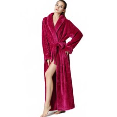 THE ZAKKA 奢華法蘭絨長版浴袍 XL, 亮粉色, 1個