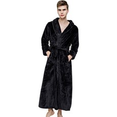 더자카 럭셔리 플란넬 가운 롱타입 L, 블랙, 1개