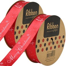 POPO FANCY 聖誕節快樂緞帶 2入, 紅色的, 13.7m