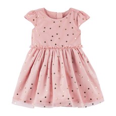 carter's 女童星星圖案薄紗連身裙