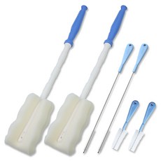 babybear 一字型保溫杯清潔海綿刷 + 吸管刷 + 多用途刷, 藍色, 2套