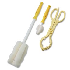 babybear 直立式奶瓶刷+奶嘴刷+奶瓶夾, 1組, 黃色