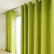 混色遮光窗簾 孔眼型 2入, 綠色