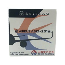 HYJLwings 1/400 China Eastern Airlines A321 B-1837 Tianhe alliance 비행기 다이캐스트, 혼합 색상, 1개