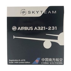 HYJLwings 1/400 China Southern Airlines A321-231 B-6578 Tianhe Alliance 60 비행기 다이캐스트, 혼합 색상, 1개