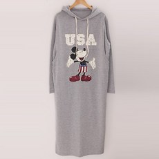 Momsketch 孕婦米奇印花連帽連身裙