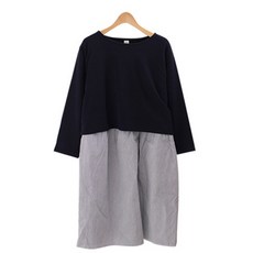 Momsketch 孕婦拼色長袖連身裙