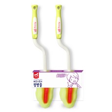 쁘띠마망 회전스펀지 젖병솔, 2개입, 혼합 색상