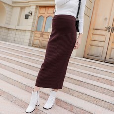 스위트나인 임부복 뒤트임 포크 골지니트 스커트