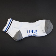 더블스포츠 남성용 아이러브핑퐁 탁구양말 트리플쿠션, 흰색