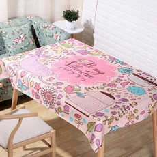 Store33 春季兔子亞麻廚房桌布, C, 140 x 140 cm, 1個