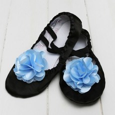 芭蕾兒童女孩的 Aroma 黑色緞面芭蕾舞鞋