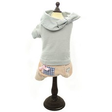 Super Six 寵物可愛條紋領結冬季連身衣, 灰色