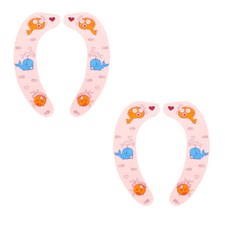 블럭마트 욕실 변기시트, 핑크물고기, 2개