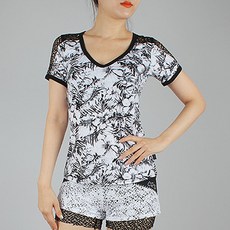 CHORUS LINE 健美操上下套組 CT18139W, 白+黑