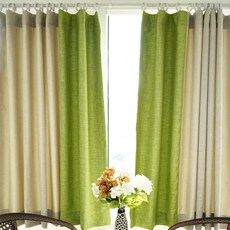 Nabisongil 飯店式遮光窗簾 小窗用 雙色 掛鉤式 2入, 象牙白 + 綠色