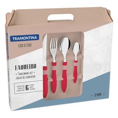 TRAMONTINA 西式餐具組 24入, 紅色的, 1套