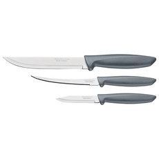 트라몬티나 플레누스 칼 3p세트 그레이 23498613, 1세트, 7.6cm paring knife +5.2cm kitchen knife +2.7cm tomato knife