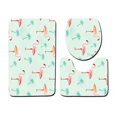 DM 알럽홈 플라밍고 욕실 매트 3종 세트, TYPE10