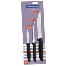 트라몬티나 플레누스 칼 3p세트 블랙 23498013, 1세트, 7.6cm paring knife +5.2cm kitchen knife +2.7cm tomato knife