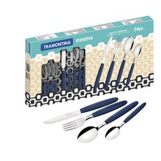 TRAMONTINA 西式餐具組 24入, 藍色, 1套